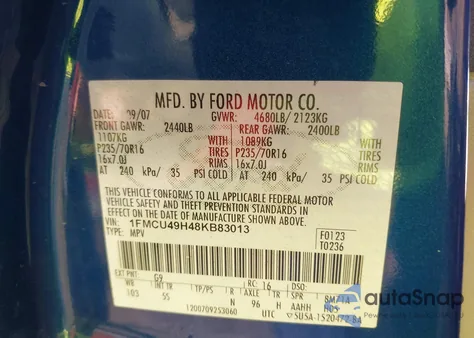 2008 Ford Escape Hybrid from USA, damaged, VIN 1FMCU49H48KB83013